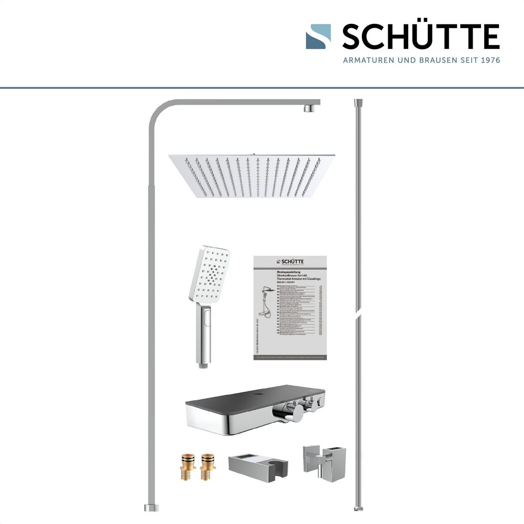 Überkopfbrause-Set 'Ocean' mit integrierter Thermostat-Duscharmatur chrom, anthrazit