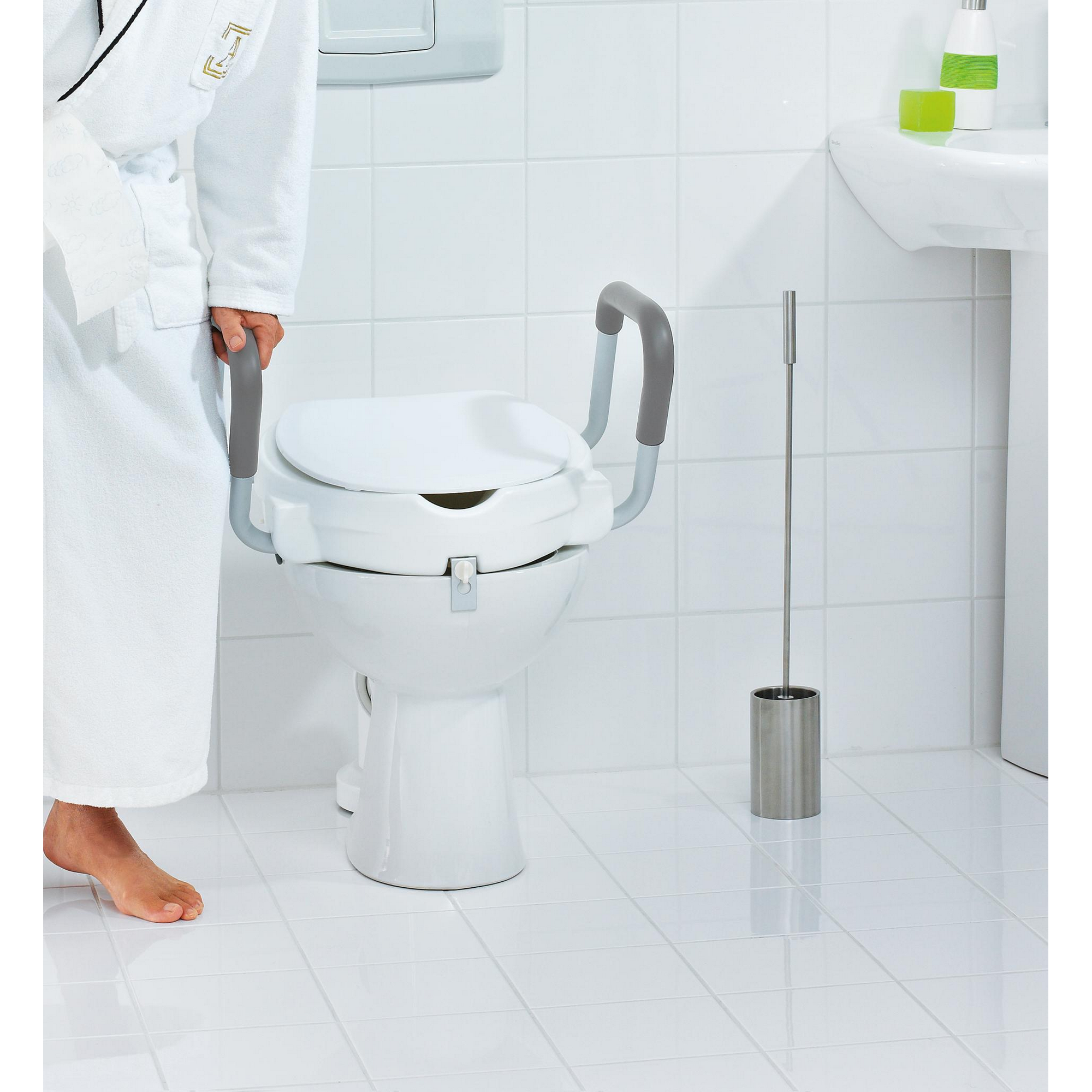 WC-Erhöhung mit Griffen und Deckel 'Comfort' weiß, bis 150 kg + product picture