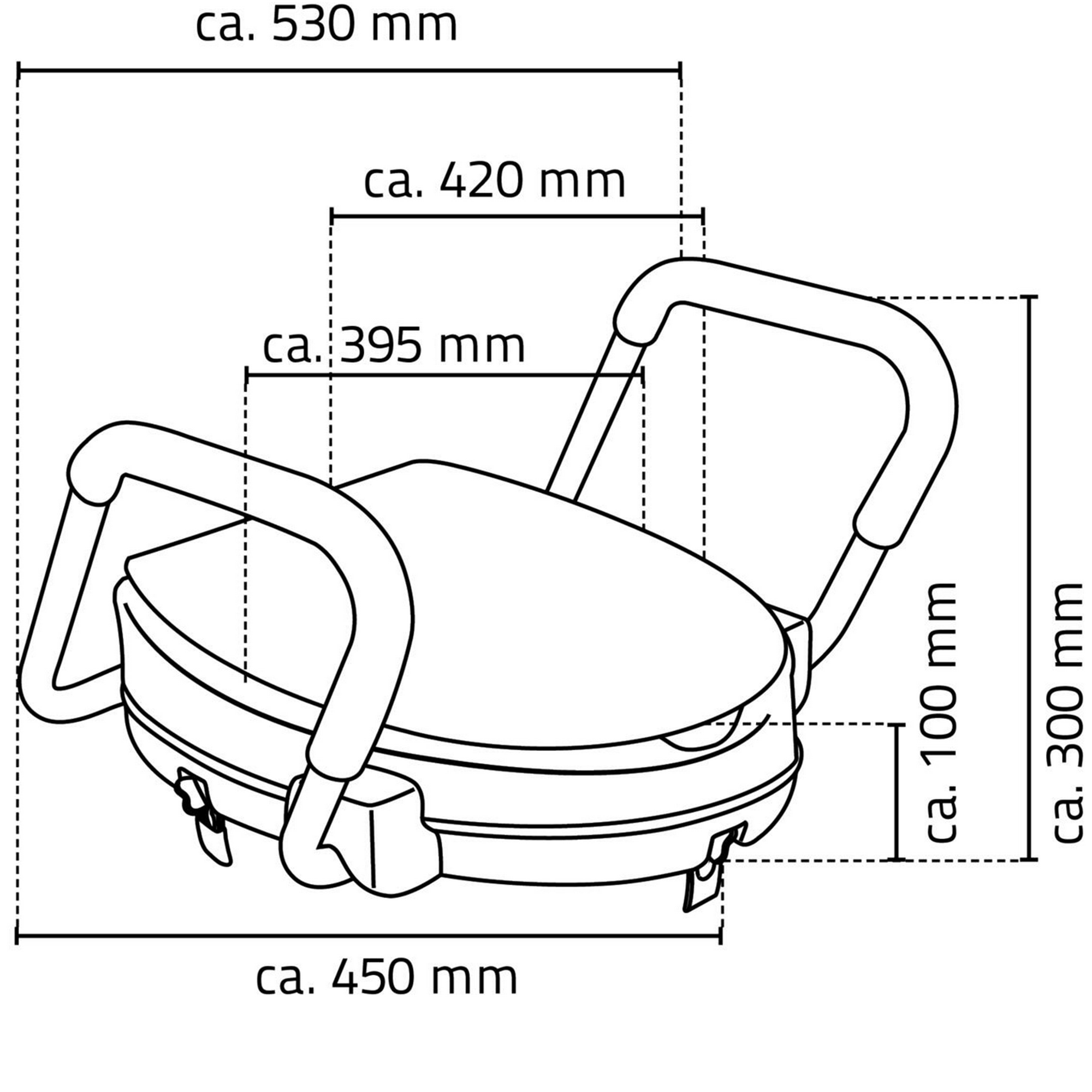 WC-Erhöhung mit Griffen und Deckel 'Comfort' weiß bis 150 kg