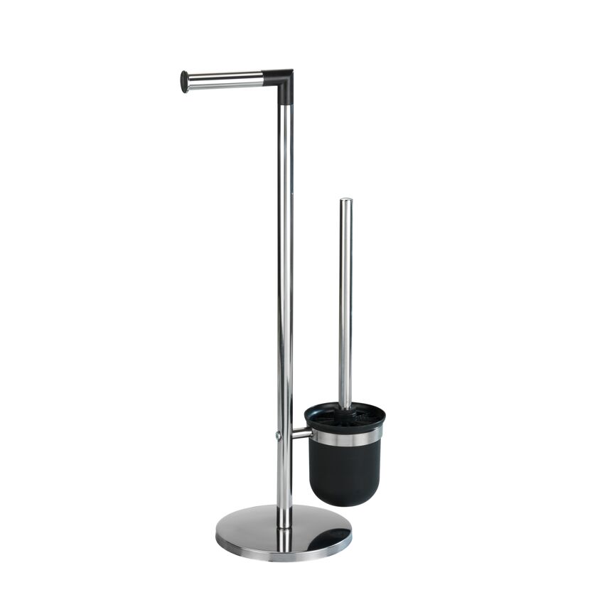 Stand-WC-Garnitur Edelstahl mit Toilettenbürste und Toilettenpapierhalter