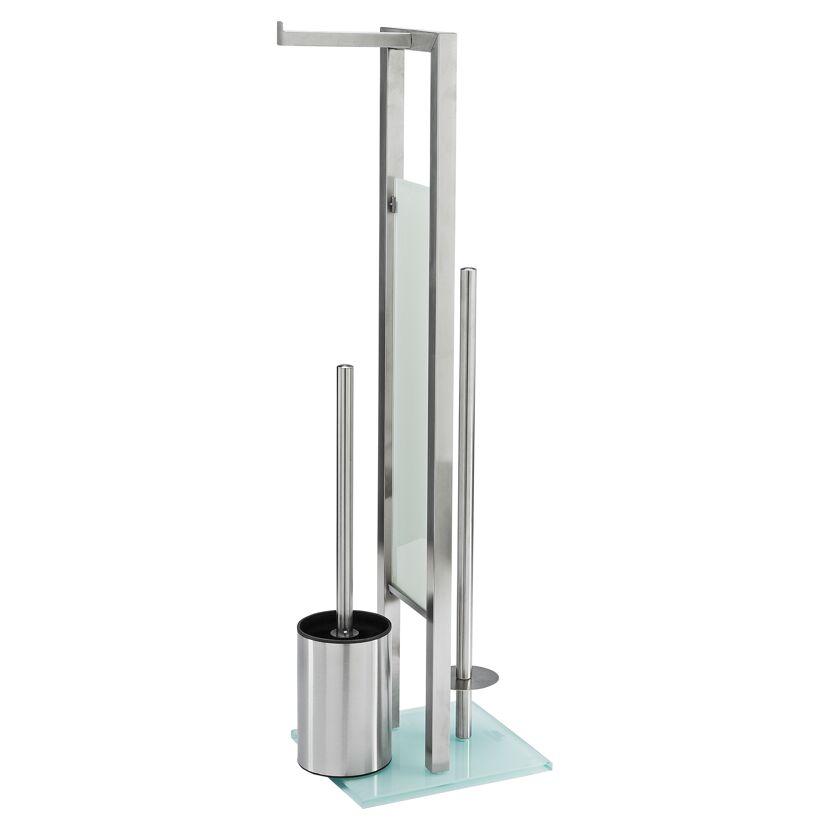 Stand-WC-Garnitur Rivalta aus Edelstahl mit Glasplatte