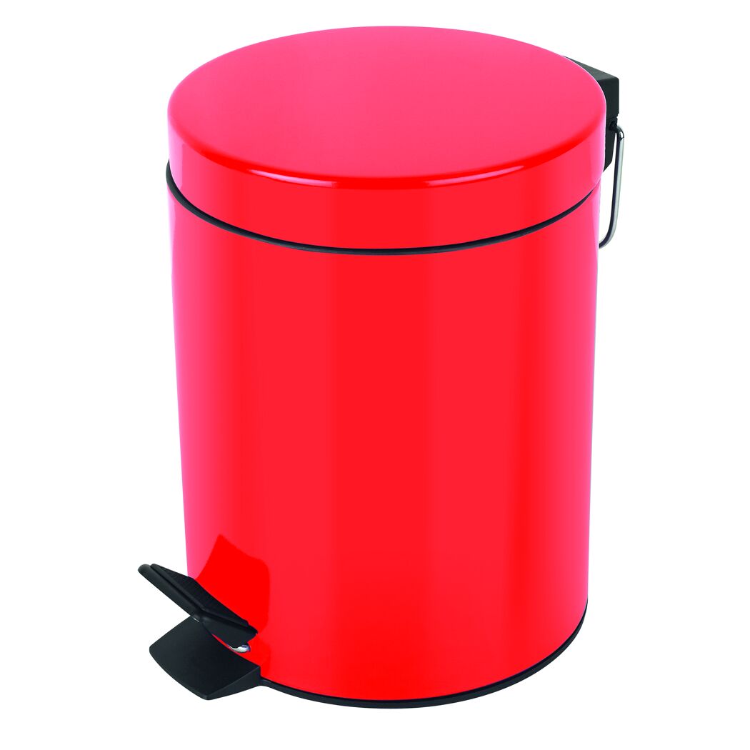Roter Treteimer mit Fußpedal.
