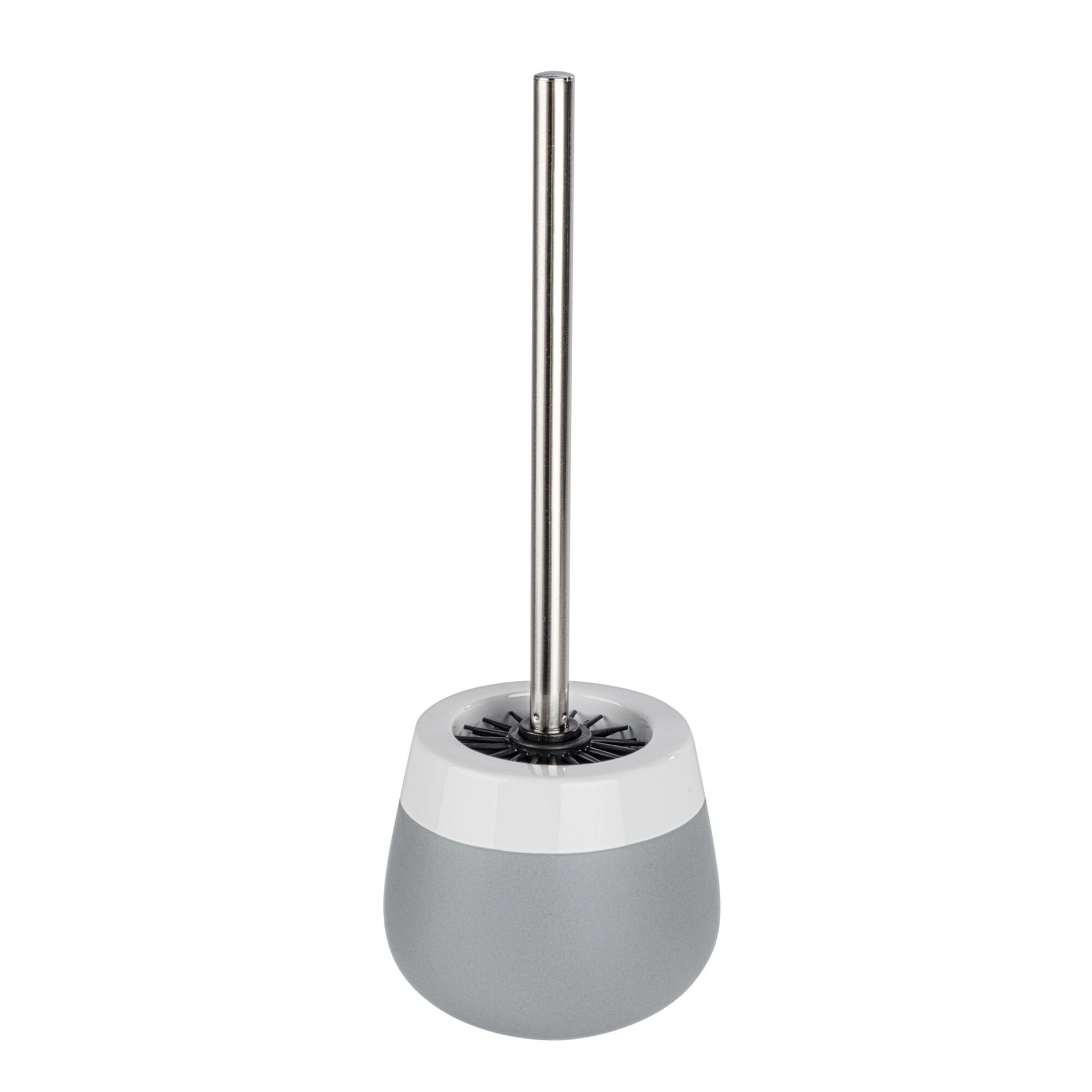 Graue WC-Garnitur mit silbernem Griff