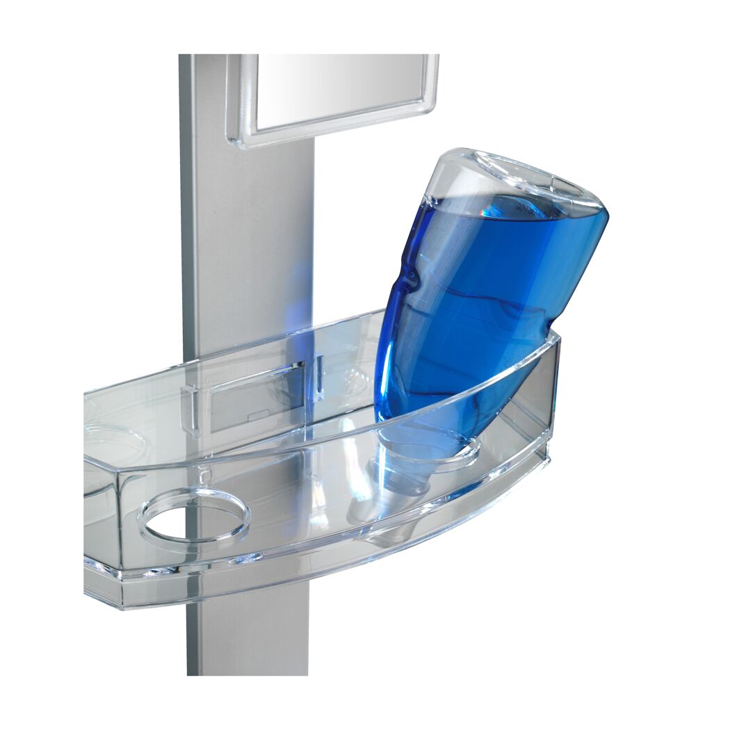 Duschcaddy Premium mit Antibeschlagspiegel mit 2 Ablagen und Edelstahl-Haken