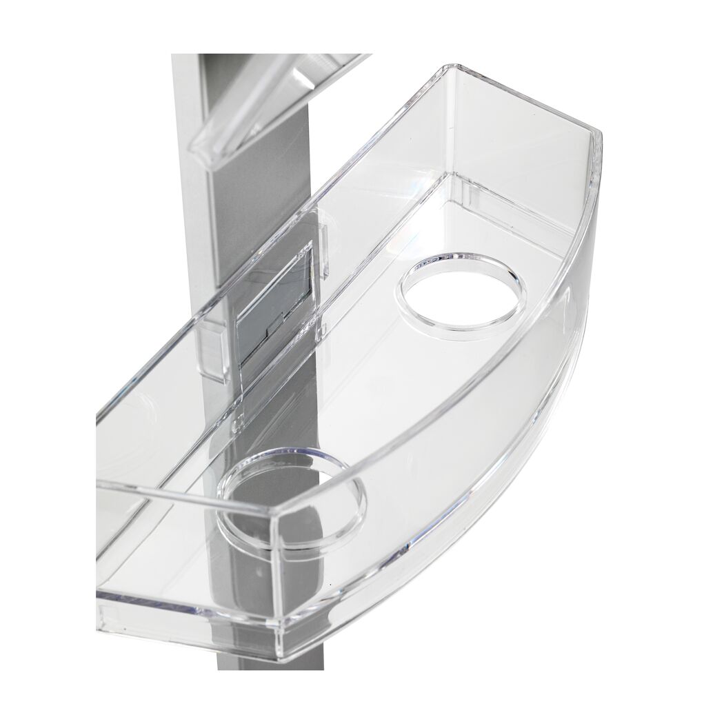 Duschcaddy Premium mit Antibeschlagspiegel mit 2 Ablagen und Edelstahl-Haken