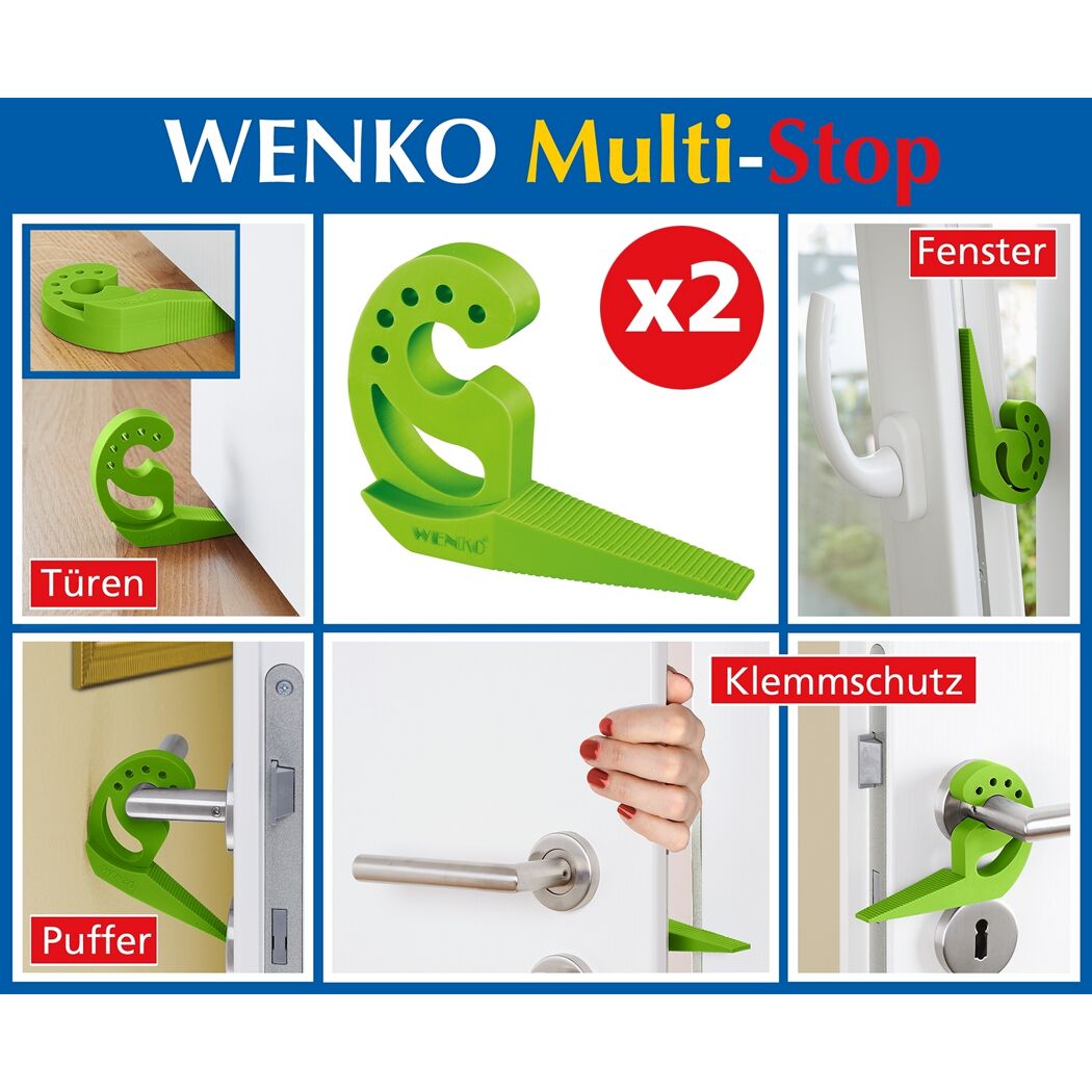 WENKO Multi-Stop Türstopper und Klemmschutz, grün