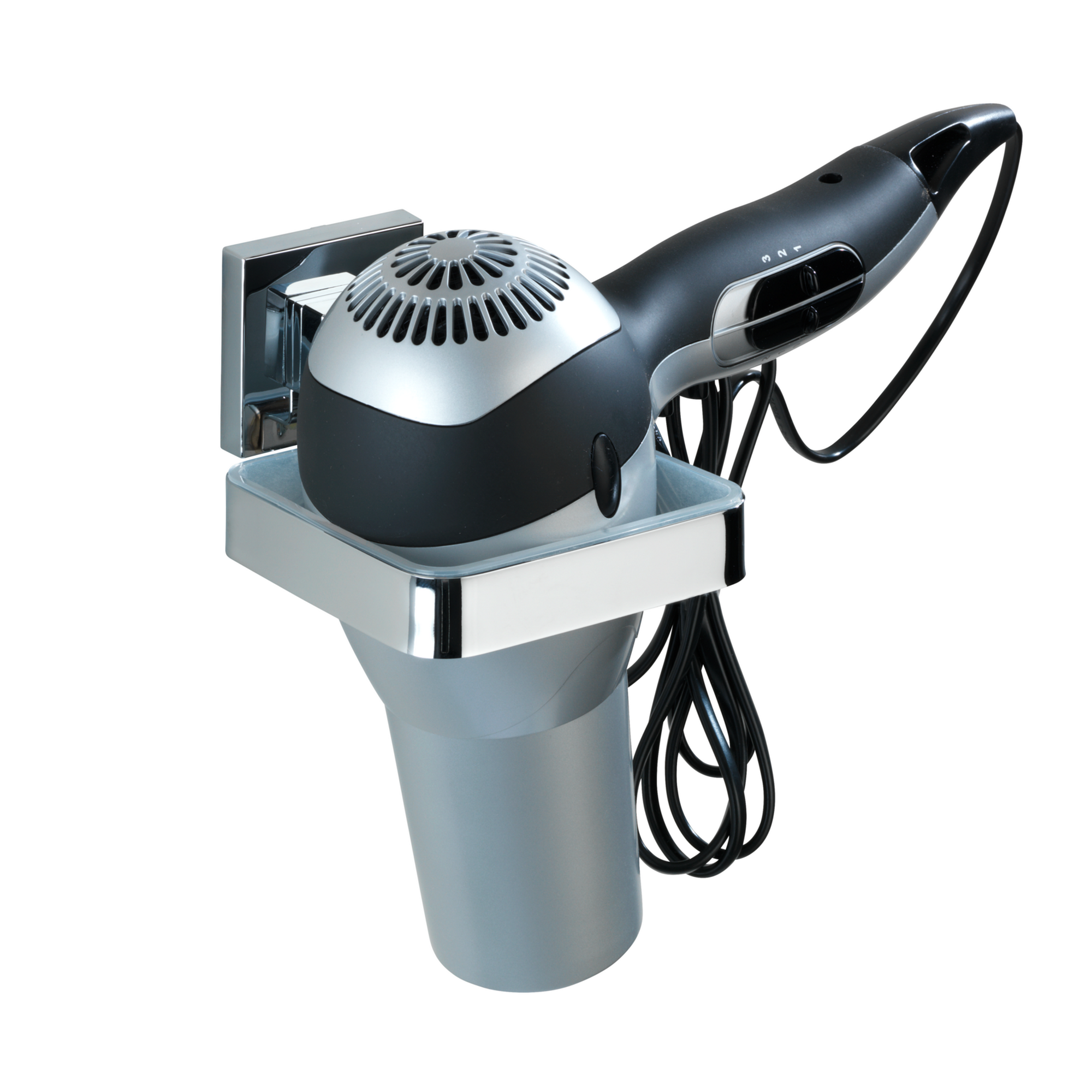 Haartrocknerhalter 'Vacuum-Loc Quadro' Edelstahl glänzend + product picture