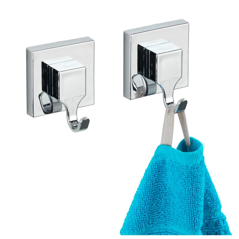 Wandhaken 'Vacuum-Loc Quadro' silbern glänzend, 2er-Set