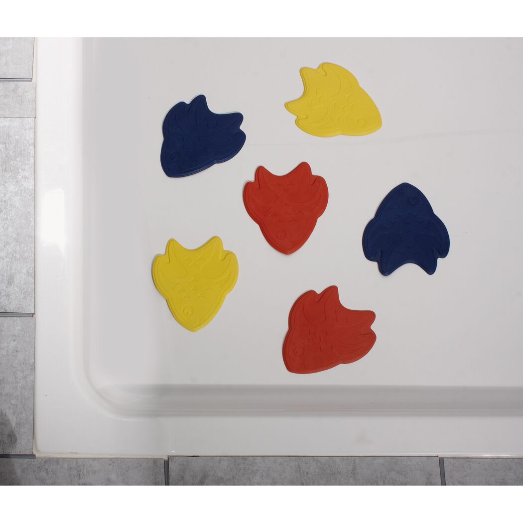 Sechs bunte, rutschfeste Fische für die Badewanne oder Dusche