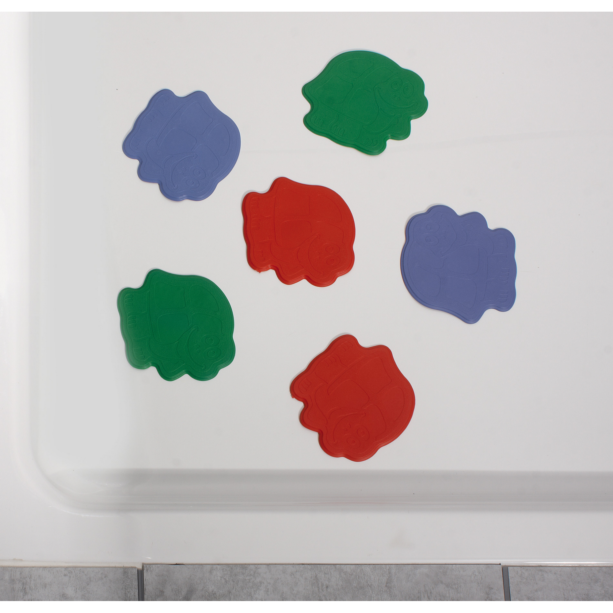 Mini Duscheinlage 'Turtle' XXS rot/smaragd 11 x 13 cm 6 Stück + product picture