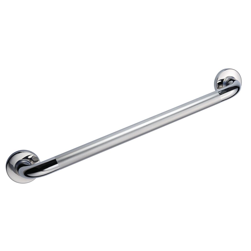 Haltegriff aus Metall an weißer Wand