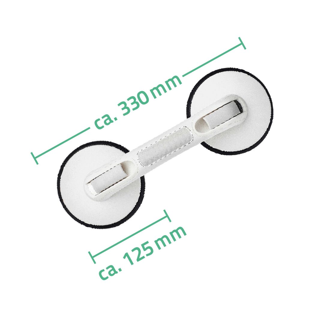 Weißer Sauggriff mit den Maßen 330 x 125 mm