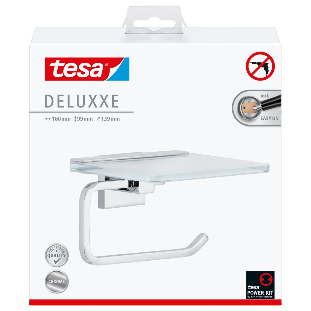 Tesa Deluxx WC-Rollenhalter mit Ablage, Chrom