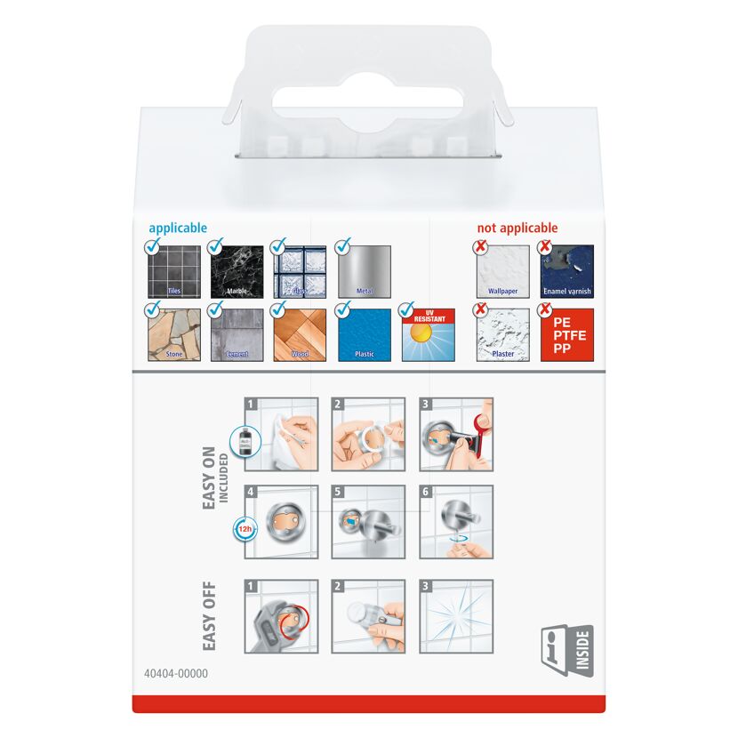 Rückseite Klebehaken-Verpackung mit Anleitung