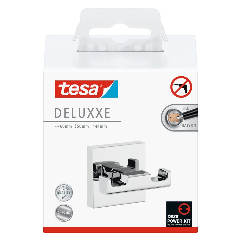 tesa DELUXXE Doppel-Bademantelhaken, Chrom