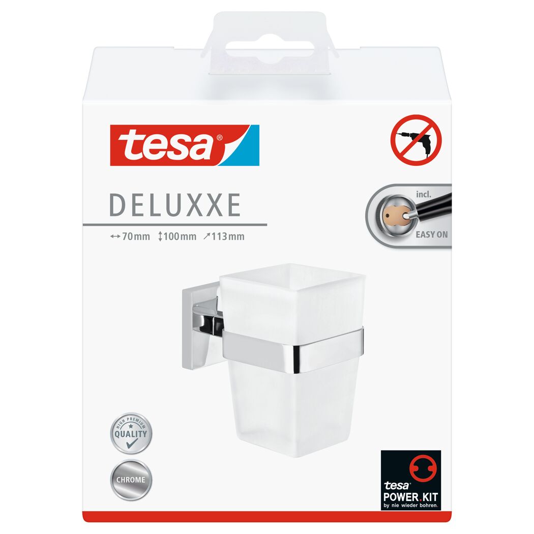 Tesa Zahnputzbecherhalter Deluxe chrom, mit Klebelösung