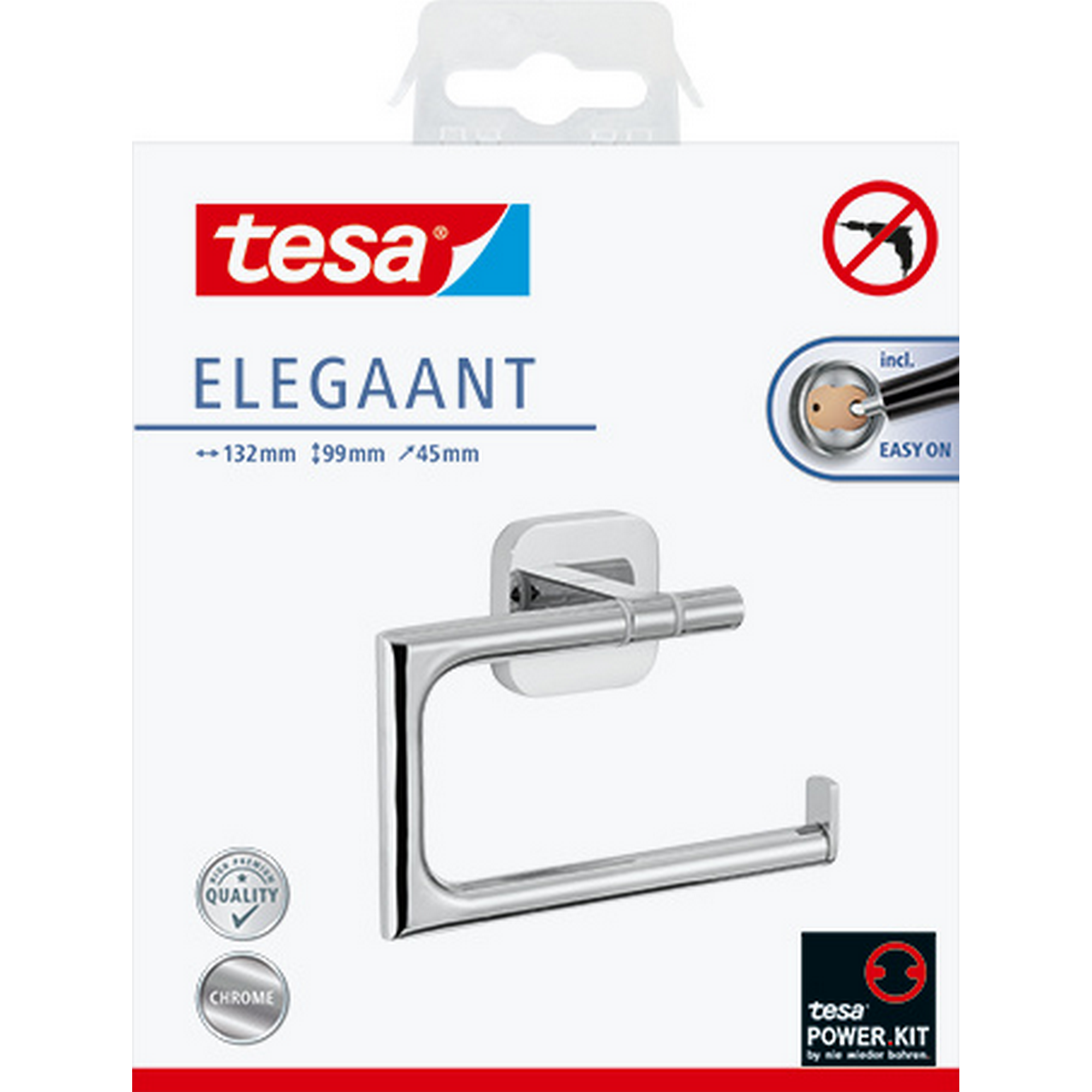 Toilettenpapierhalter 'Elegaant' Metall verchromt ohne Deckel, mit Klebelösung + product picture