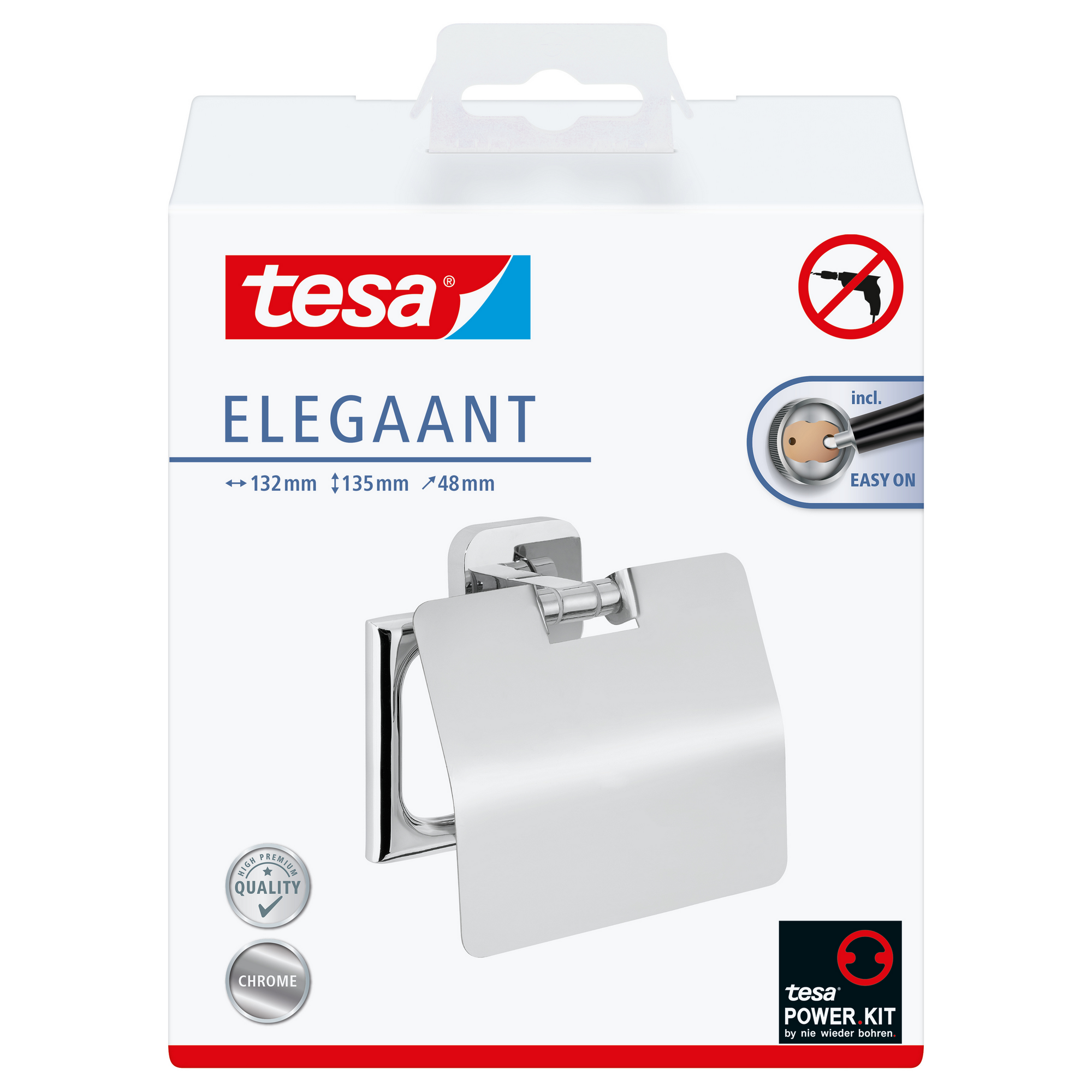 Toilettenpapierhalter 'Elegaant' Metall verchromt mit Deckel und Klebelösung + product picture