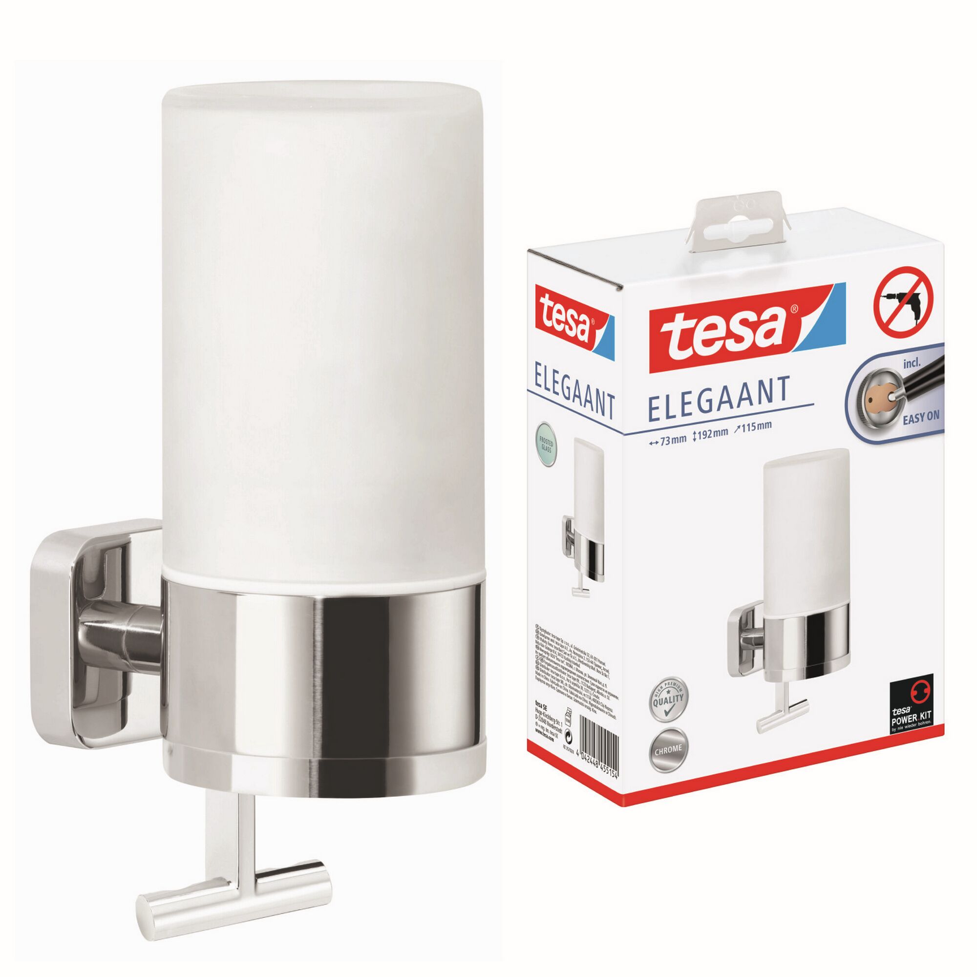 Tesa Seifenspender Elegaant Chrom und Verpackung