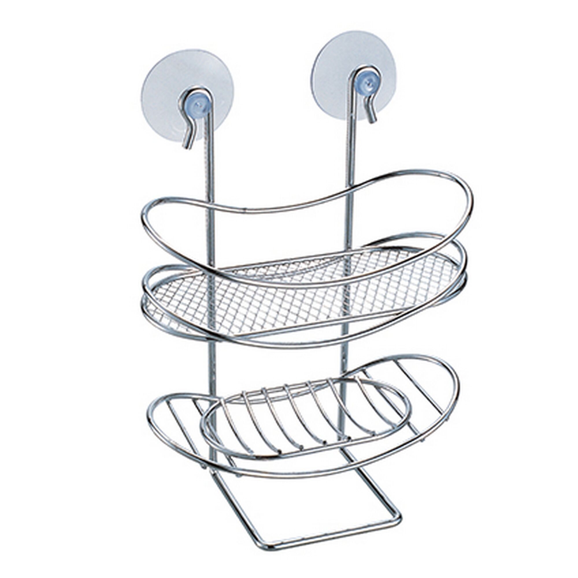 Duschregal oval mit Saugnäpfen und Seifeablage