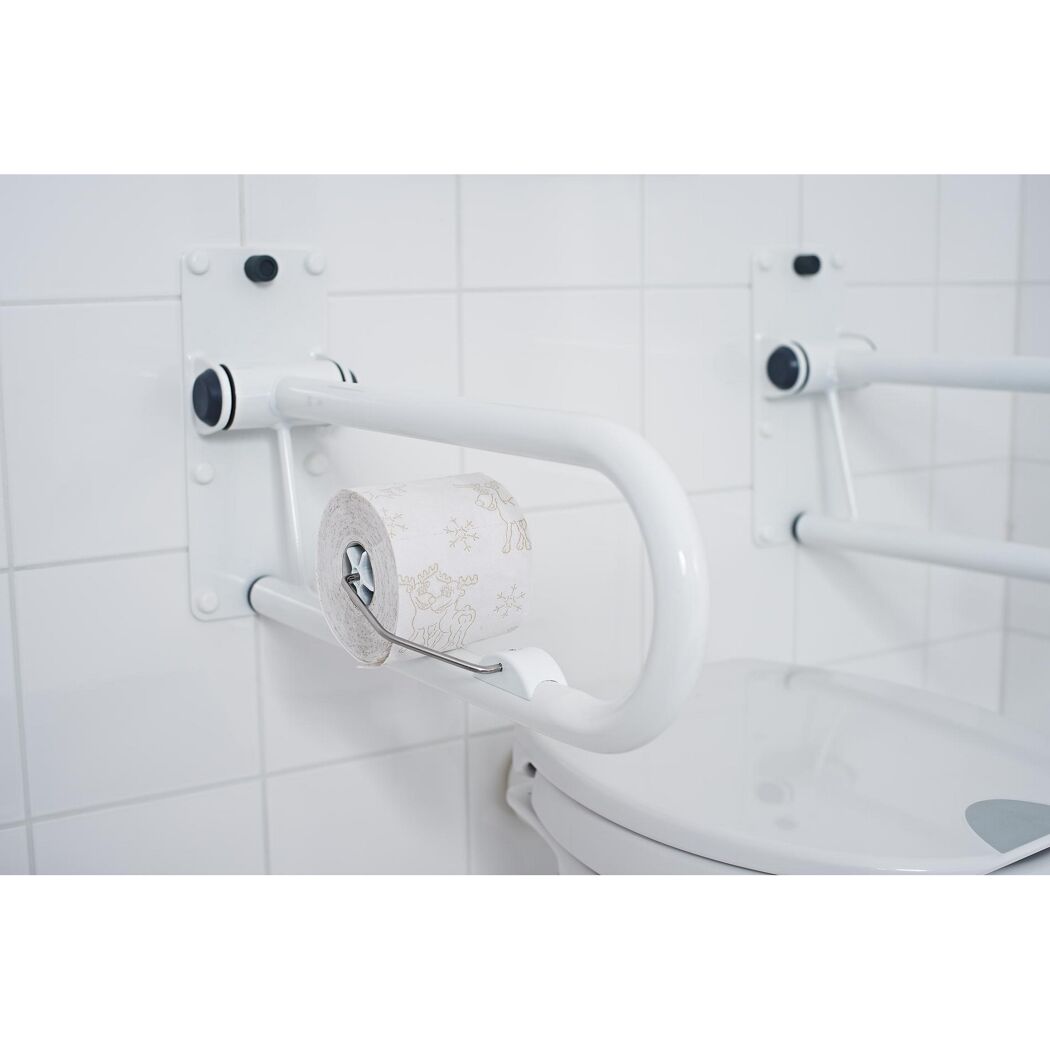 WC-Papierhalter für WC-Aufstehbügel mit Toilettenpapier