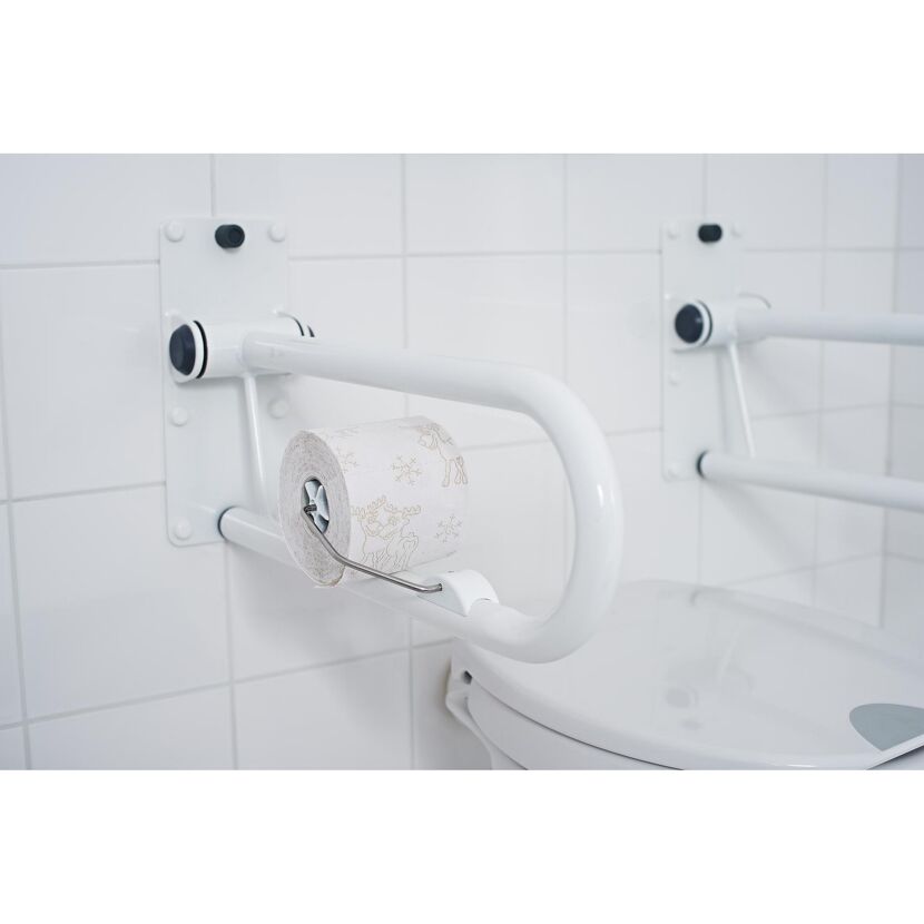 WC-Papierhalter für WC-Aufstehbügel mit Toilettenpapier