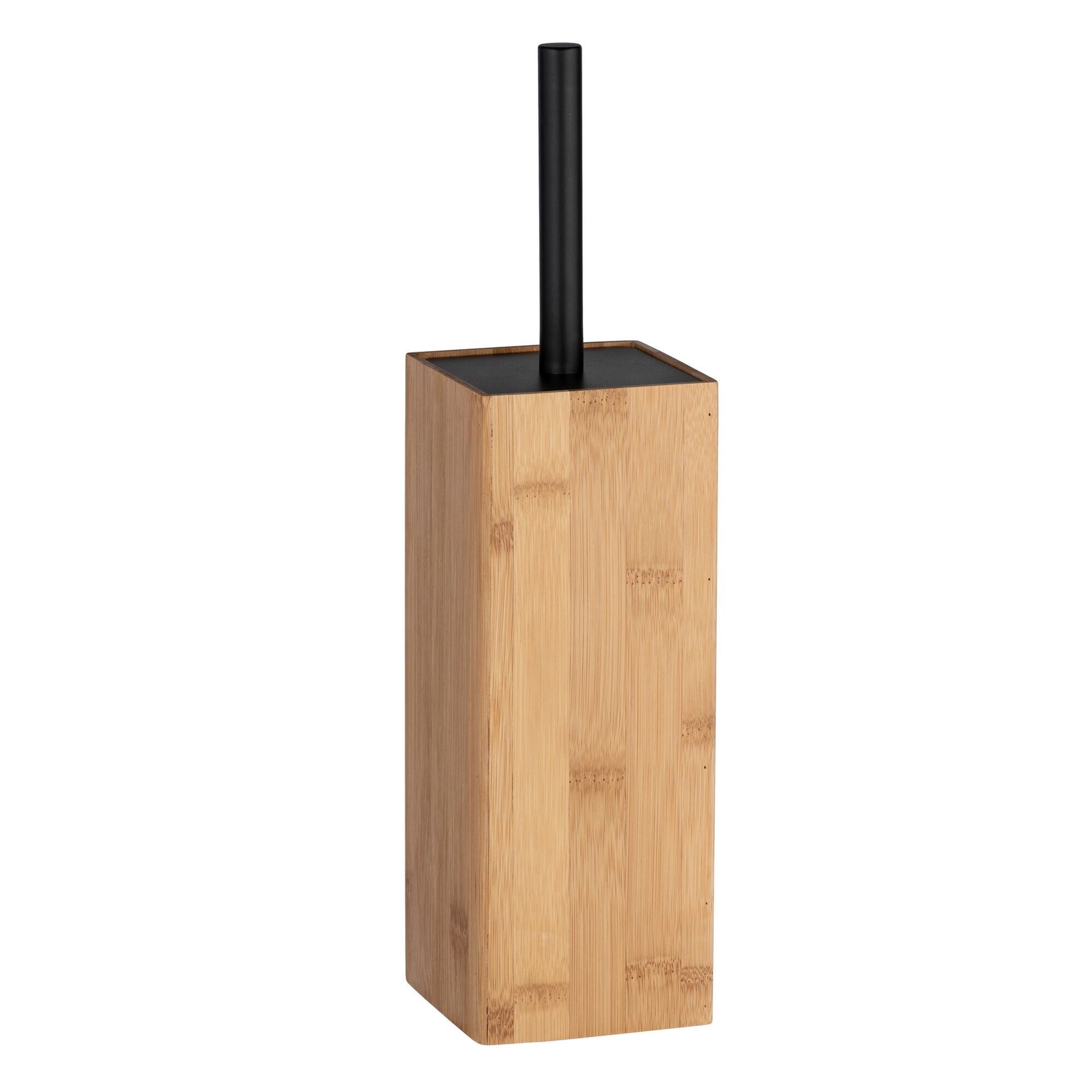 WC-Bürste mit Bambusbehälter und schwarzem Griff