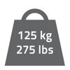 Gewicht von 125 kg oder 275 lbs