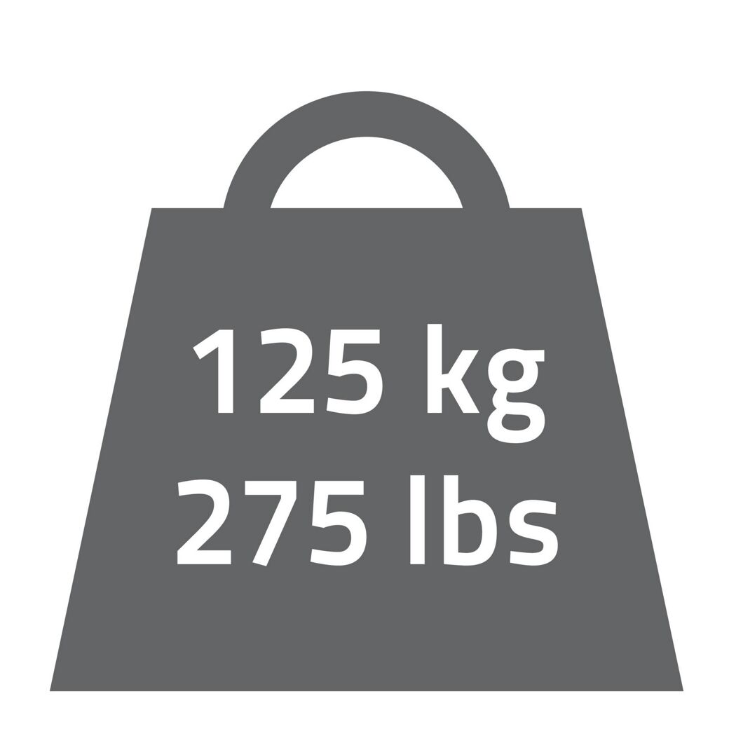 Gewicht von 125 kg oder 275 lbs