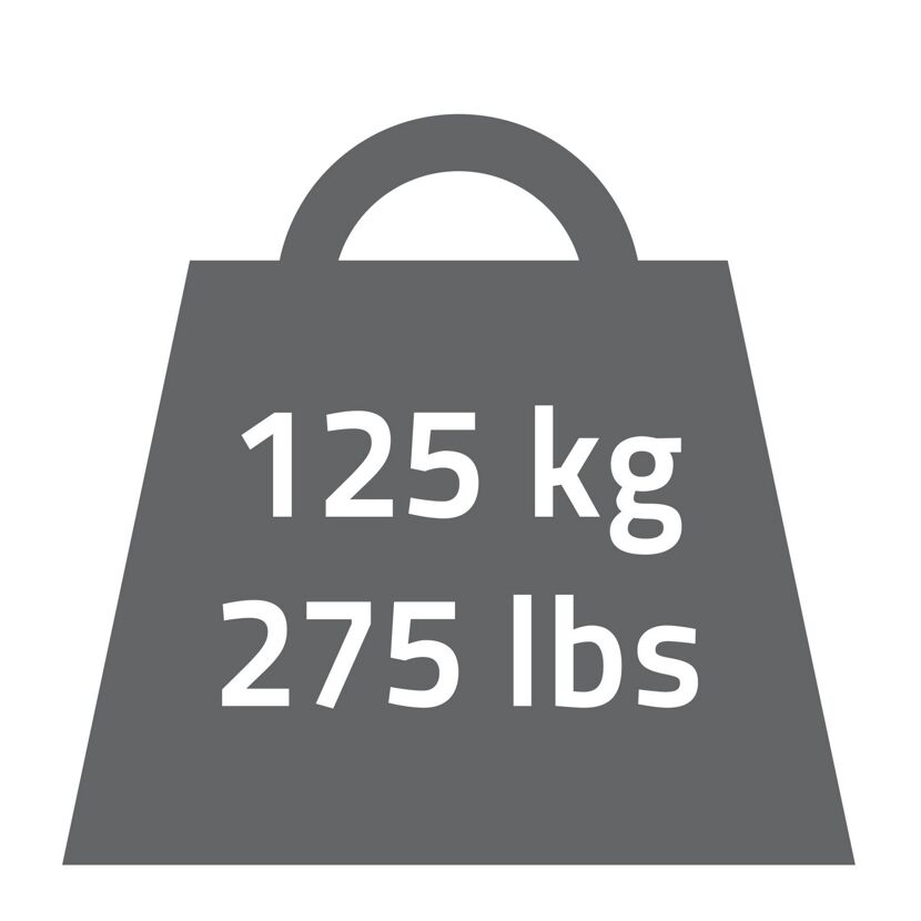 Gewicht von 125 kg oder 275 lbs