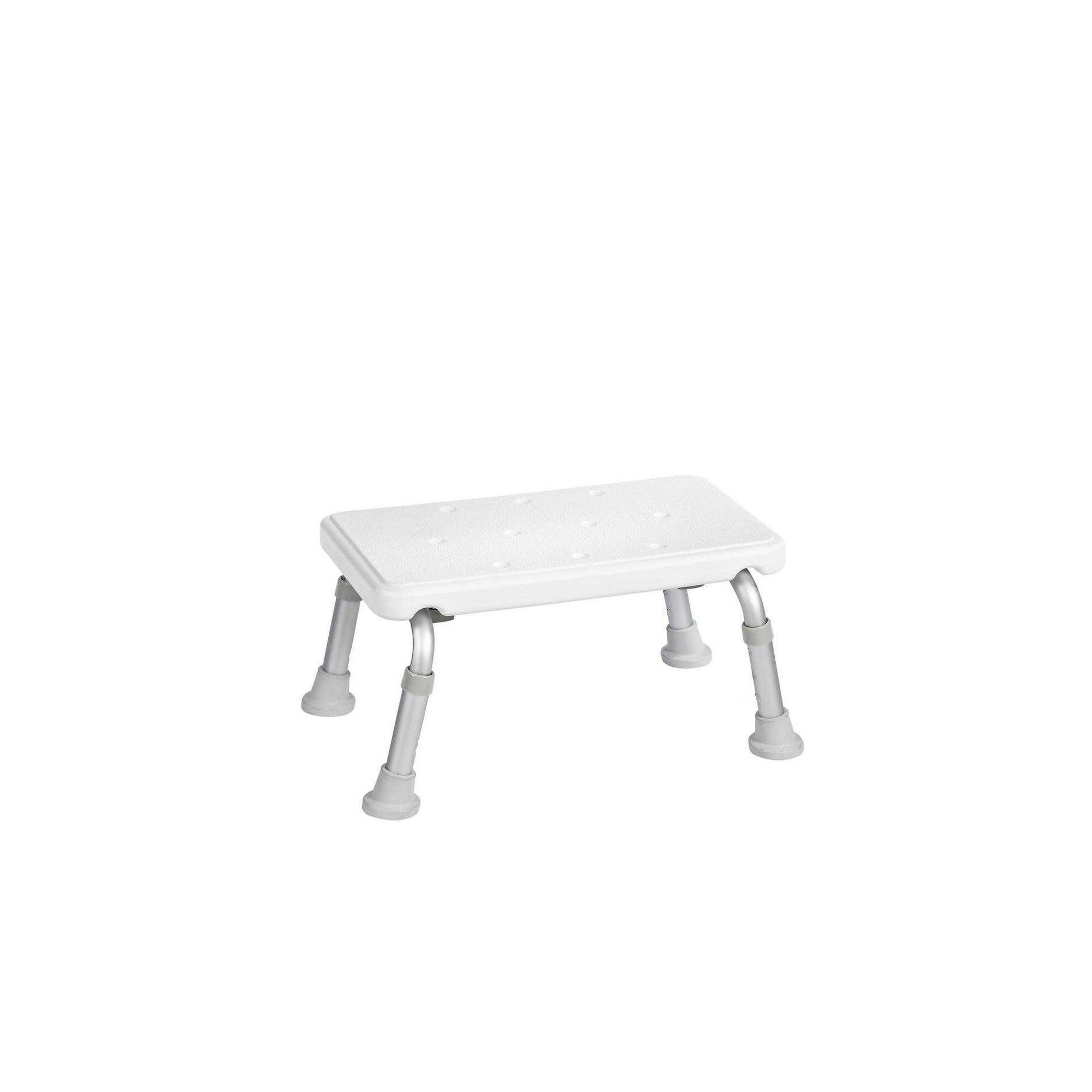 Weißer Bad-Schemel mit grauen Beinen