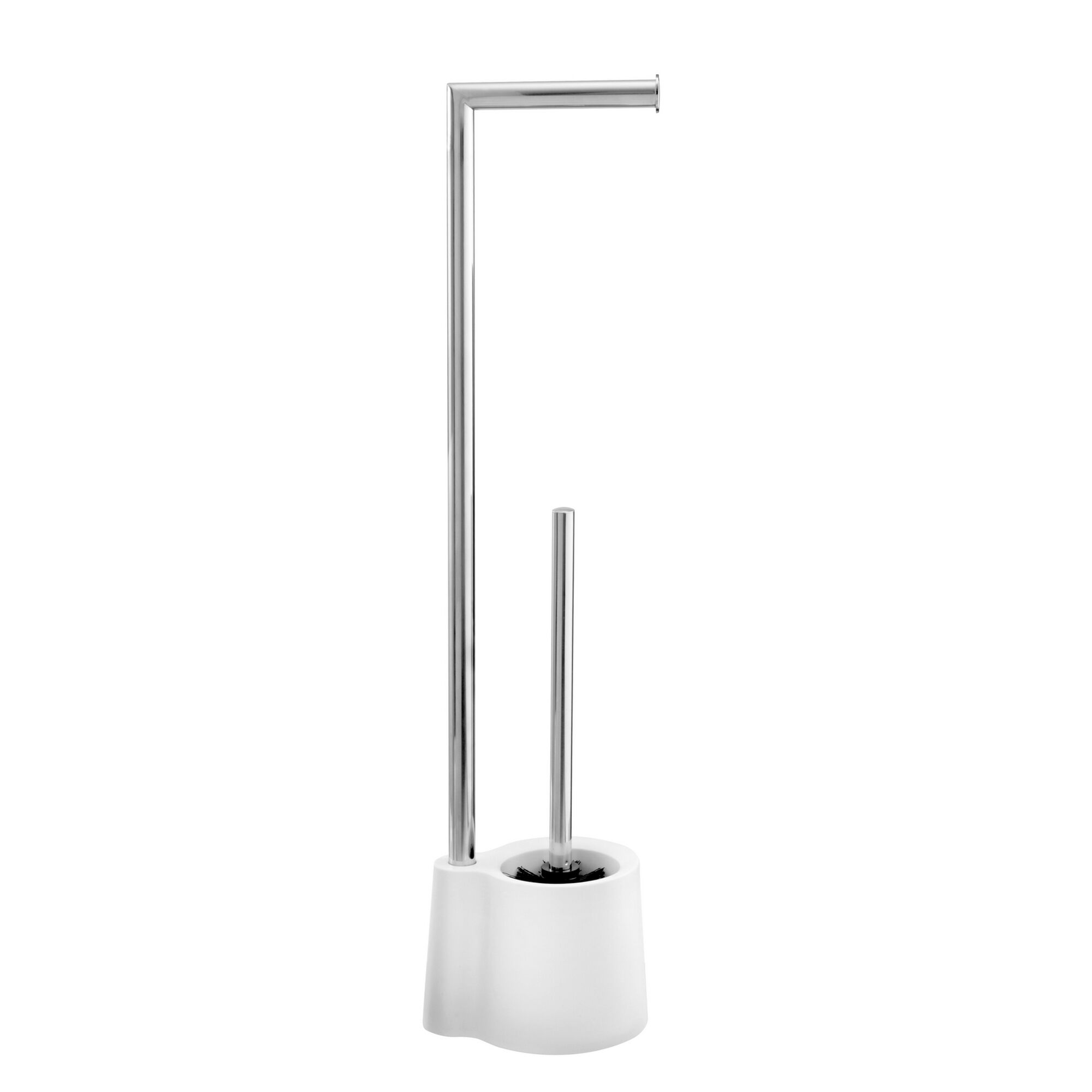 Stand-WC-Garnitur Avola weiß mit Toilettenbürste und Papierhalter