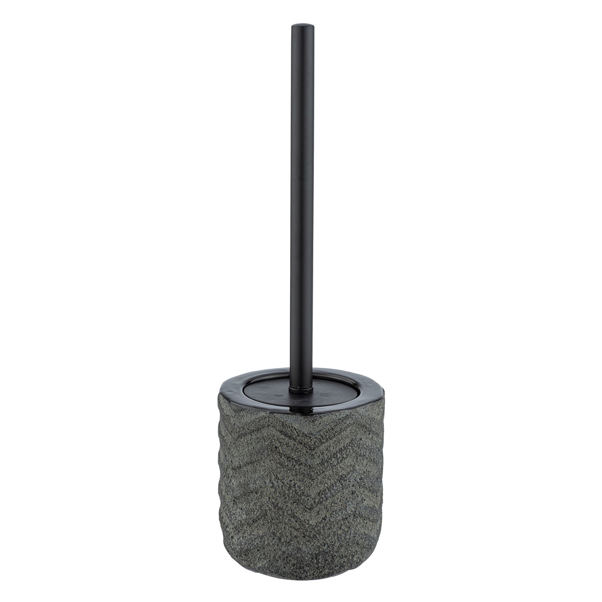 Schwarze WC-Garnitur mit grauem Behälter