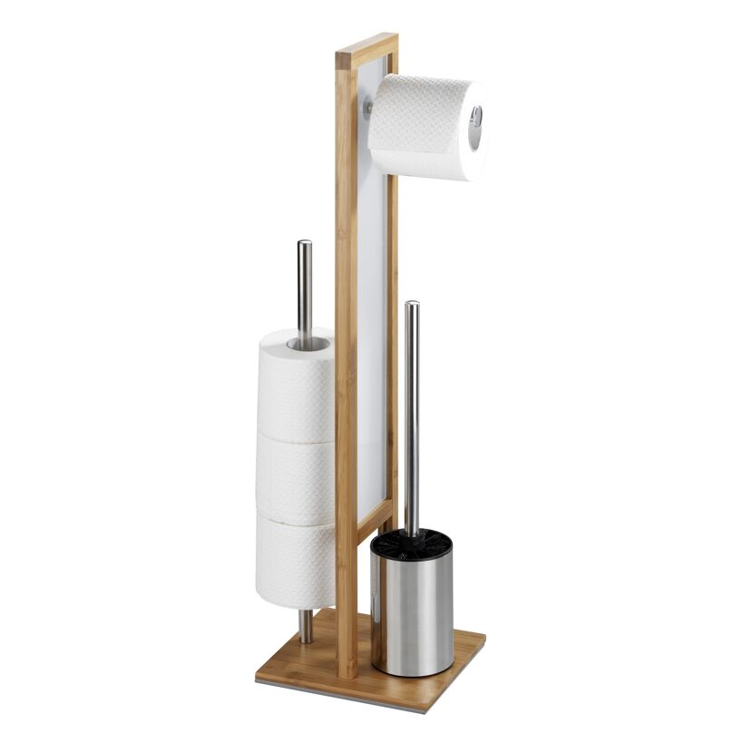 WC-Garnitur Rivalta aus Bambus mit Toilettenpapierhalter, Ersatzrollenhalter und Toilettenbürste
