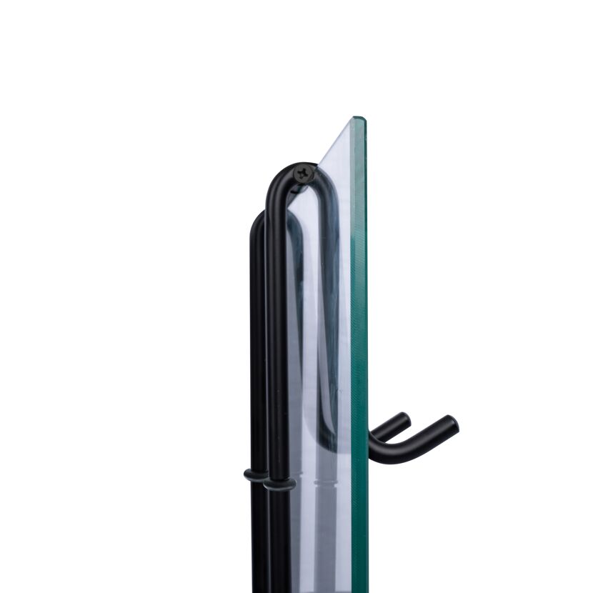 Schwarze Duschablage aus Glas