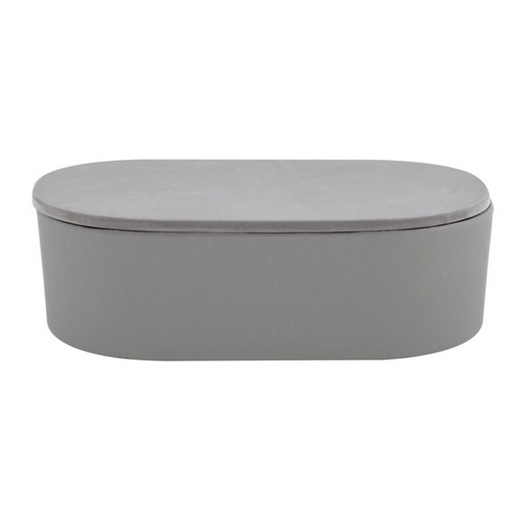 Graue ovale Aufbewahrungsbox TAKEO mit Deckel