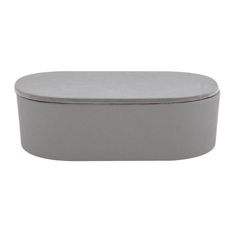 Graue ovale Aufbewahrungsbox TAKEO mit Deckel