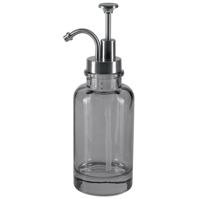 Grauer Seifenspender YOKO smoke aus Glas mit Pumpspender.