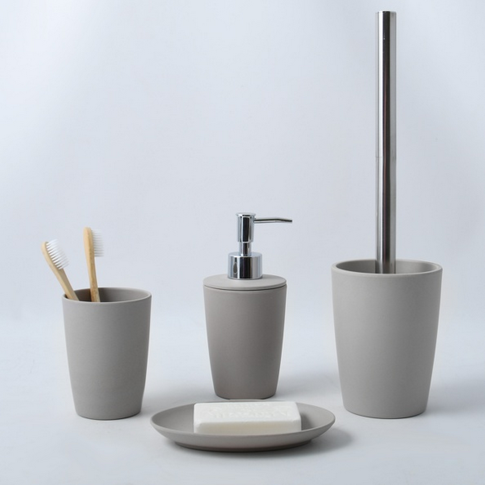 WC-Bürstengarnitur 'Takeo' Bambusfasern grau Ø 10 x 36 cm + product picture