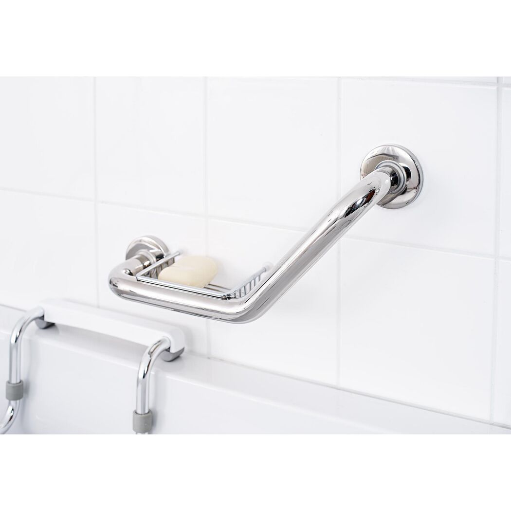 Winkel Haltegriff inklusive Korb mit Seife