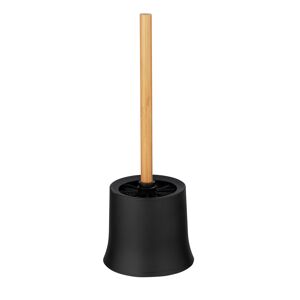 WC-Garnitur, schwarz/bambus Ø 14 x 38 cm