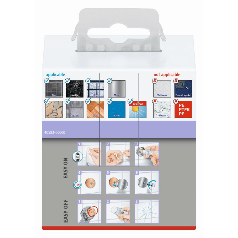 Verpackung des Handtuchhakens mit Anleitung zur Montage und Demontage