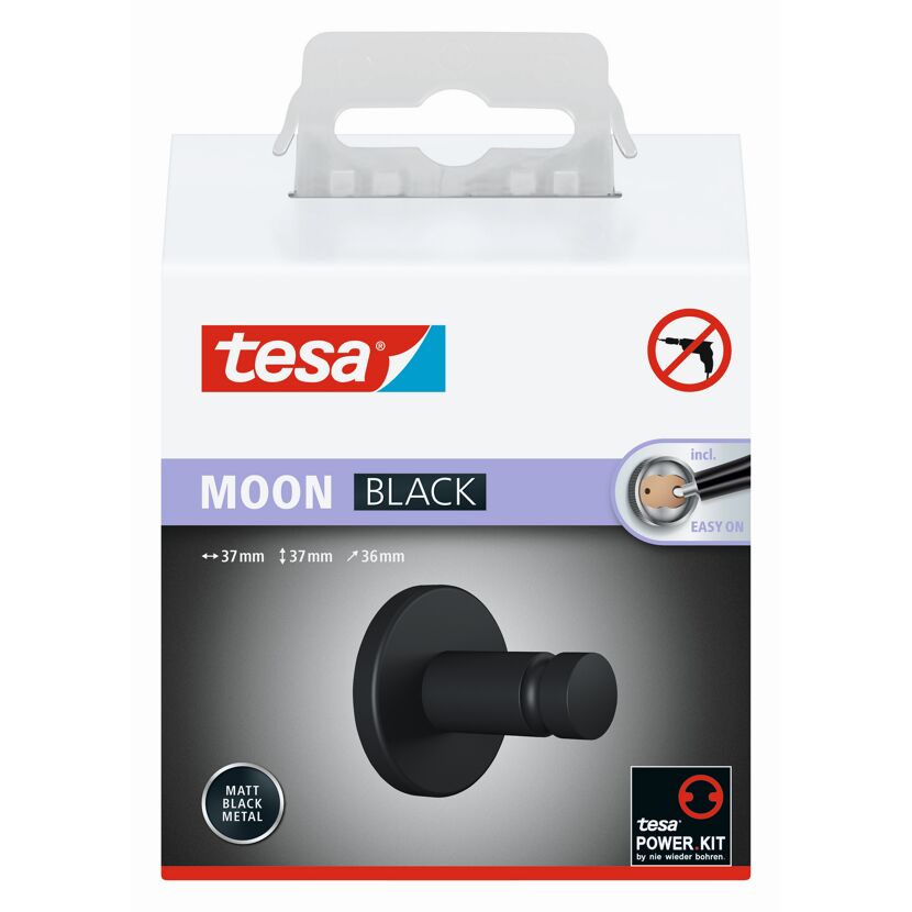 Tesa Moon Black Handtuchhaken, mattschwarz