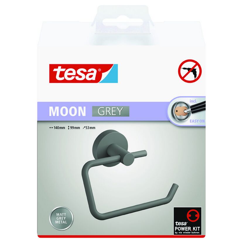 Tesa Moon WC-Rollenhalter, mattgrau, mit Power Kit
