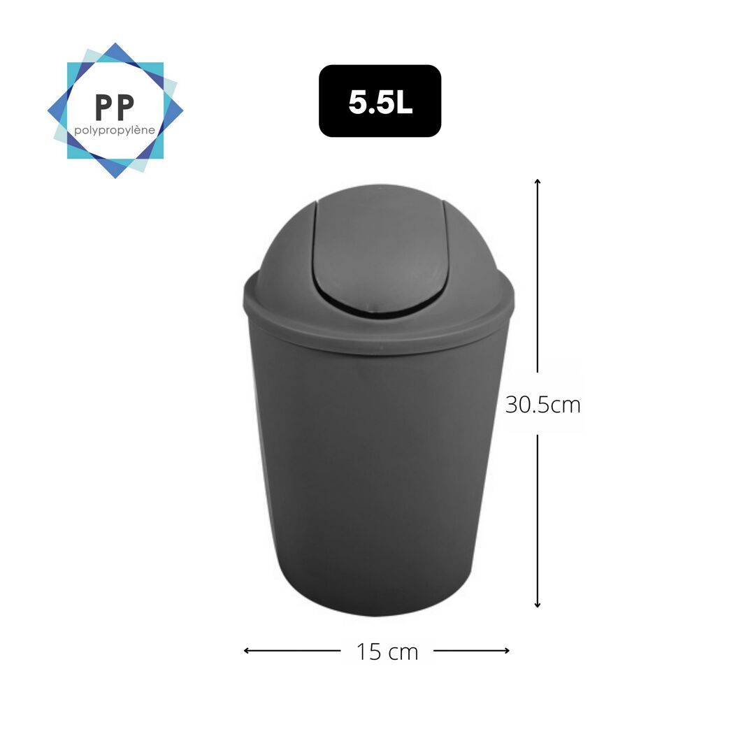Schwingdeckeleimer 'Ako' dunkelgrau 5,5 l