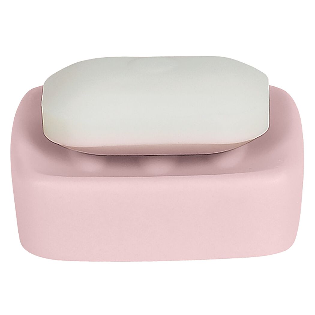 Seifenschale 'Retro' pastellrosa Steingut 10,5 x 8 x 3 cm