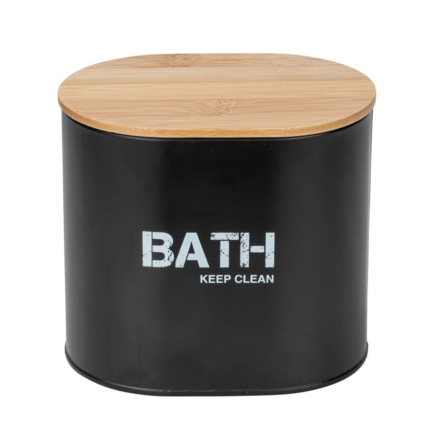 Schwarze Badbox "Bath" mit Bambusdeckel
