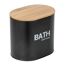 Schwarze Badbox "BATH" mit Bambusdeckel.