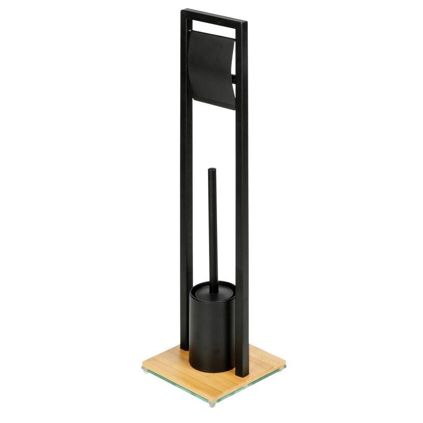 Schwarze Stand-WC-Garnitur mit Bambus