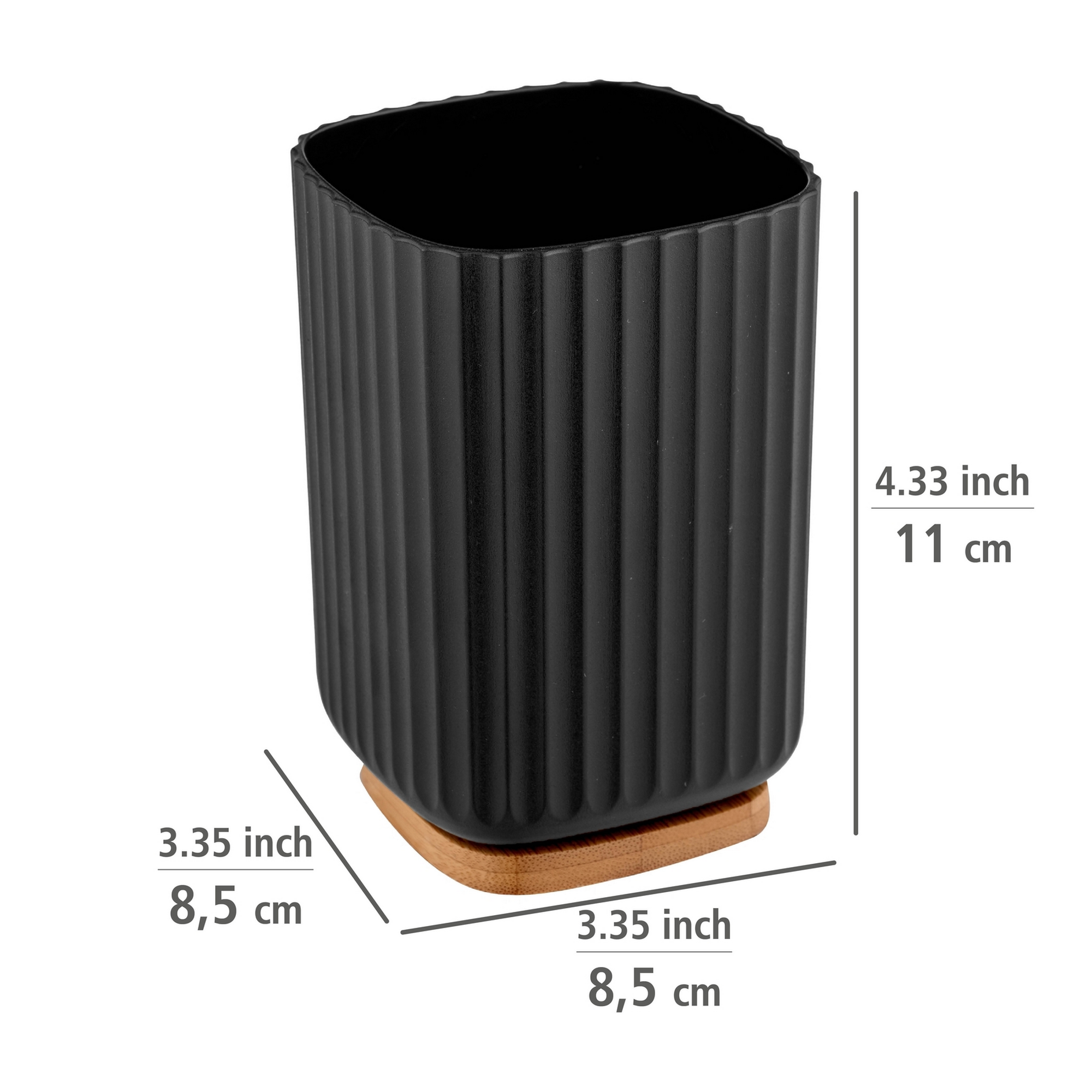 Zahnputzbecher 'Rotello' Kunststoff/Bambus schwarz Ø 8,6 x 11,1 cm + product picture